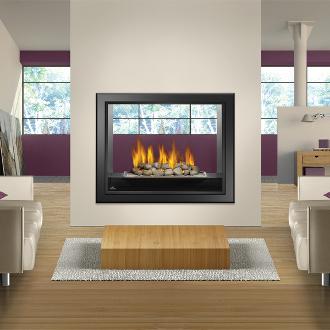 large through wall indoor fireplace