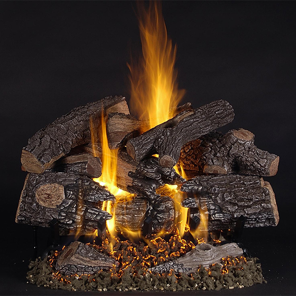 fire logs on hearth